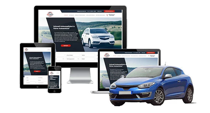 Ankaufseite mobil – Autoankauf Werdau mit rotem PKW